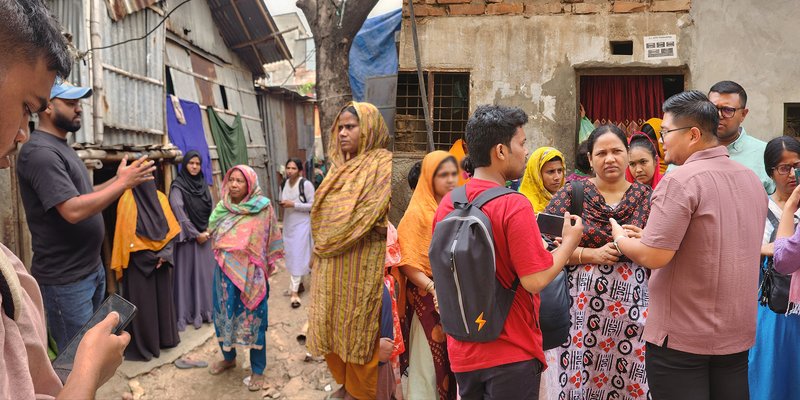Field visit and data collection in Duaripara, Mirpur (March 2024) | Photo: Honey Fombuena / Open Mapping Hub - Asia Pacific
